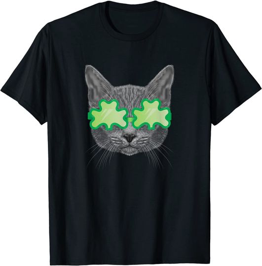 Cat Shamrock Sunglasses St Patricks Day T-Shirt