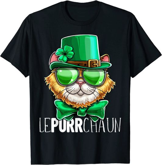 Lepurrchaun St. Patrick's Day Cat Leprechaun Shamrock T-Shirt