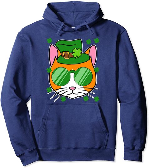 Irish Cat St. Patrick's Day Shamrock Hat Animal Hoodie