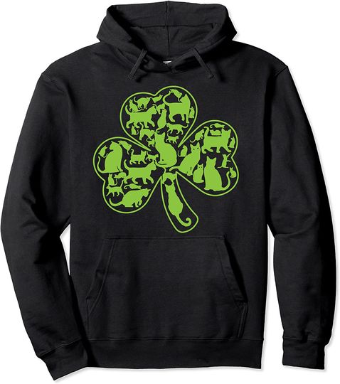 Shamrock Cats St. Patrick's Day Kitty Pullover Hoodie