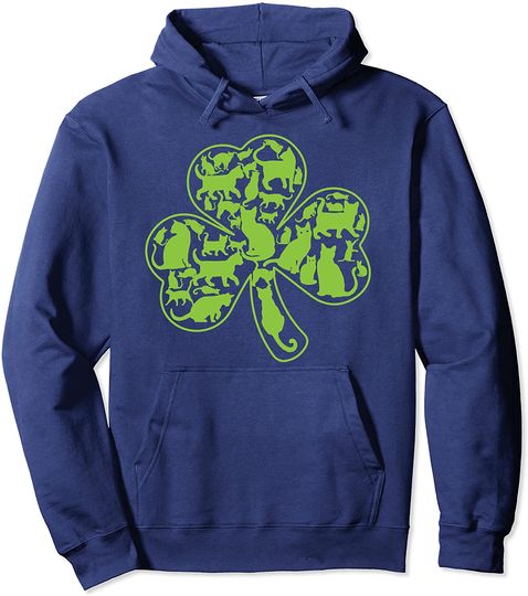 Shamrock Cats St. Patrick's Day Kitty Pullover Hoodie