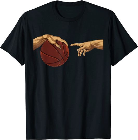 Basketball Michelangelo Creation Of Adam Hands Artistic T-Shirt