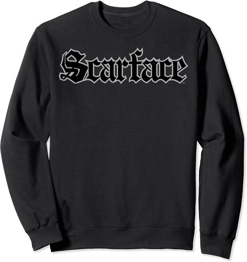 Scarface Old English Silver Outlined Text Sweatshirt