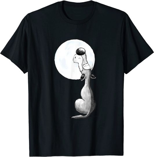 Wolf with Moon I Jaulender Wolf Full Moon Comic Fun T-Shirt