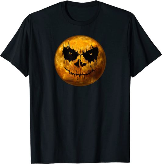 Scary Jack o Lantern Full Moon Halloween T-Shirt