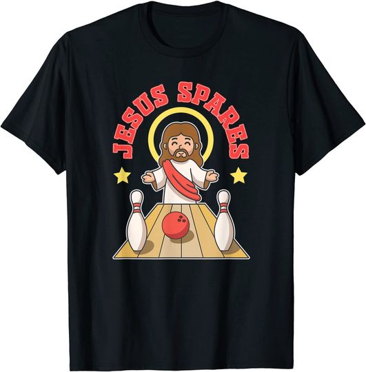 Jesus Spares Funny Christian Bowlers Ball Pin Bowling Game T-Shirt