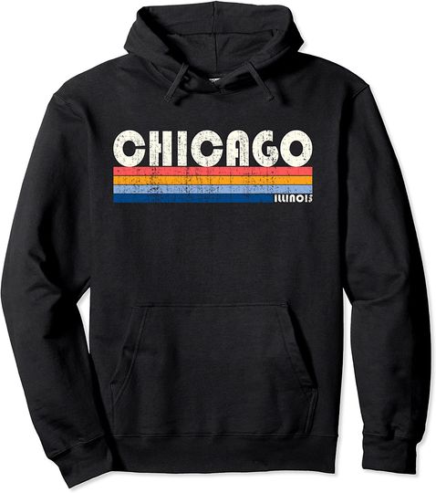 Vintage 70s 80s Style Chicago, IL Pullover Hoodie