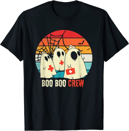 Boo Boo Crew Funny Nurse Halloween Ghost Costume Vintage T-Shirt