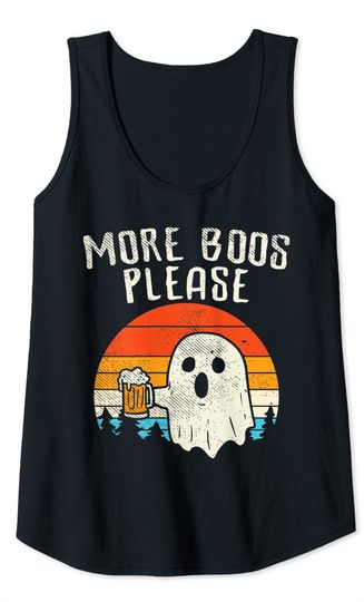 More Boos Please Ghost Beer Retro Halloween Drinking Men Tank Top