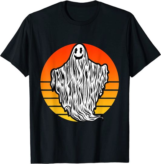 Happy Halloween Ghost Retro Sunset T-Shirt