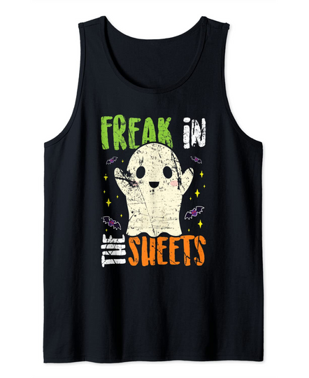 Halloween Party Quote - Freak In The Sheets - Retro Ghost Tank Top