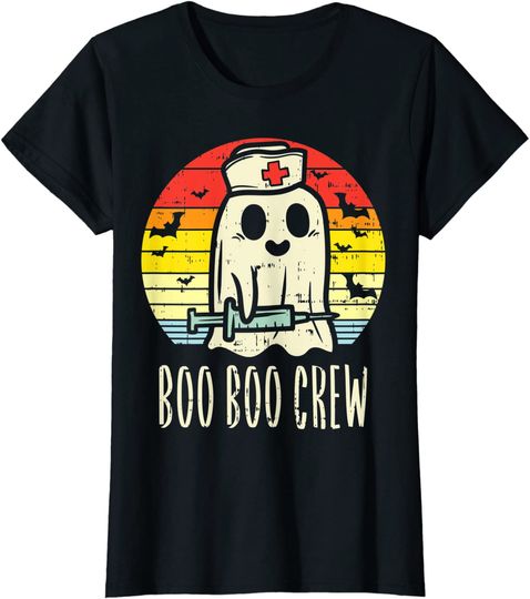 Boo Boo Crew Ghost Nurse Retro Halloween 2021 Nursing RN T-Shirt