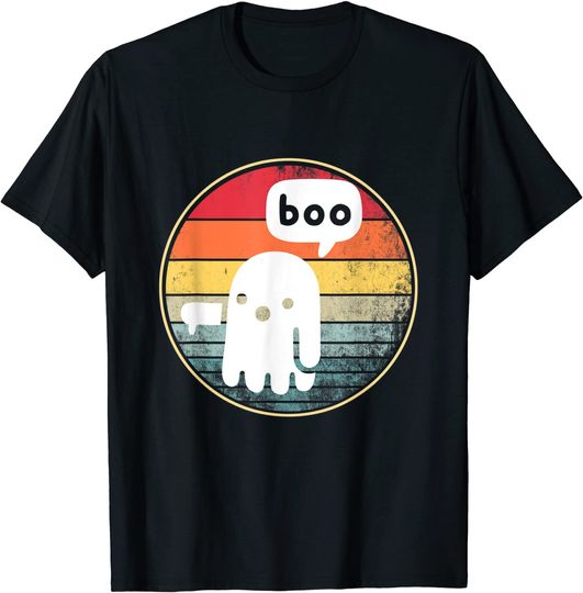 Retro 80s 90s Style Funny Halloween Thumbs Down Boo Ghost T-Shirt