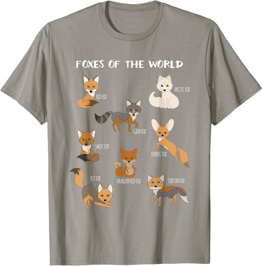 Foxes Of The World Funny Fox Animals Educational T Shirt