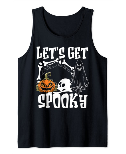 Lets get Spooky, Ghost Creapy Pumpkin Halloween Tank Top