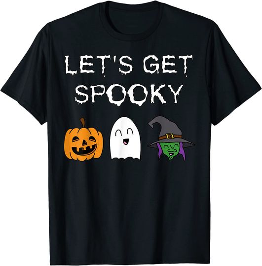 Cute Let's Get Spooky With Pumpkin Boo Witch Halloween T-Shirt