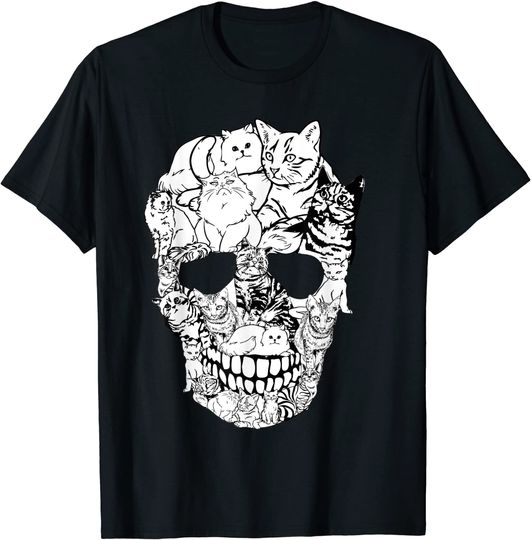 Cat And Skeleton Halloween T-Shirt