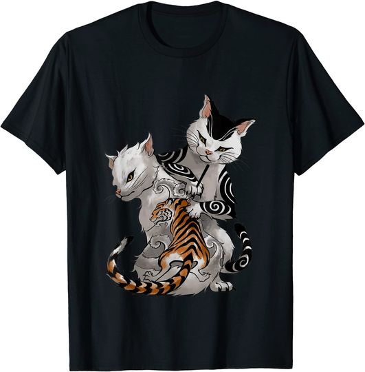 Irezumi Cat Artist with Traditional Japanese Tattoo T-Shirt