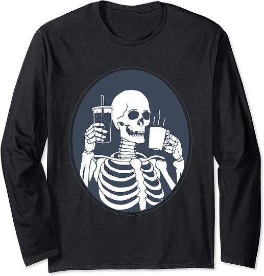 Halloween Skeleton Coffee Day Skeleton Long Sleeve