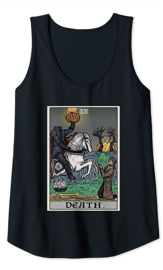 Death Tarot Card Headless Horseman Halloween Spooky Gothic Tank Top
