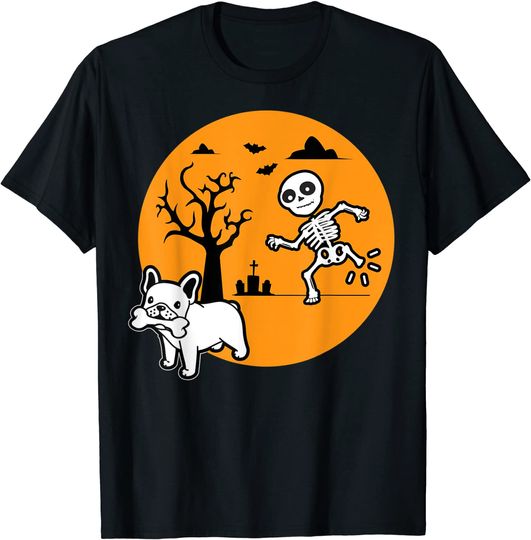 French Bulldog Dog Skeleton Bone Halloween Costume Dog Owne T-Shirt