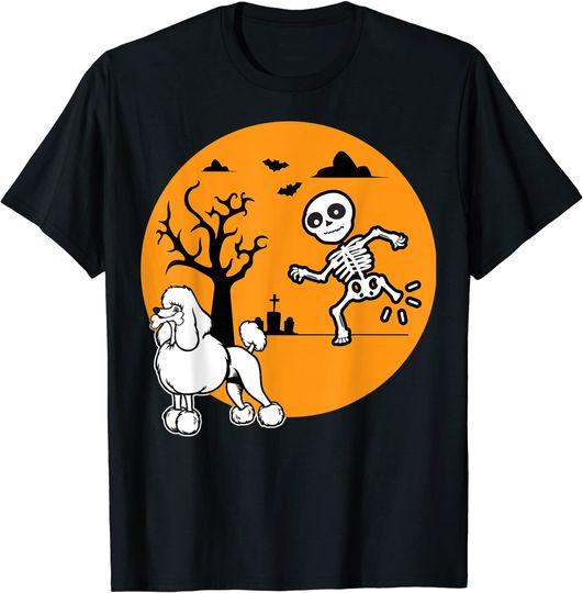 Skeleton Bone Halloween Poodle T-Shirt