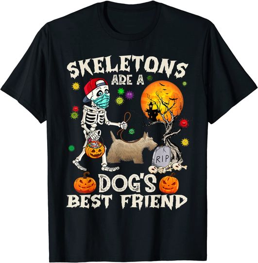 Skeletons Are A Dog's Best Friend Scottish Terrier Halloween T-Shirt