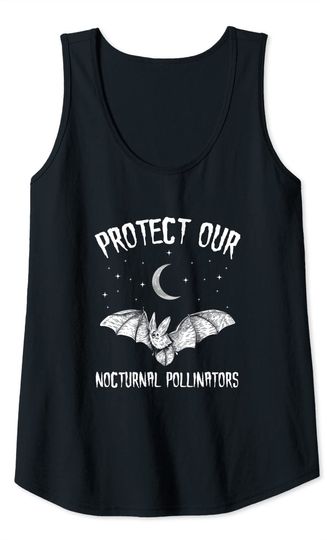 Protect Our Nocturnal Pollinators Clothes Halloween Bat Tank Top