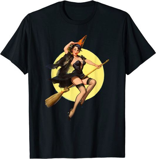 Vintage Pin up Witch Halloween T-Shirt