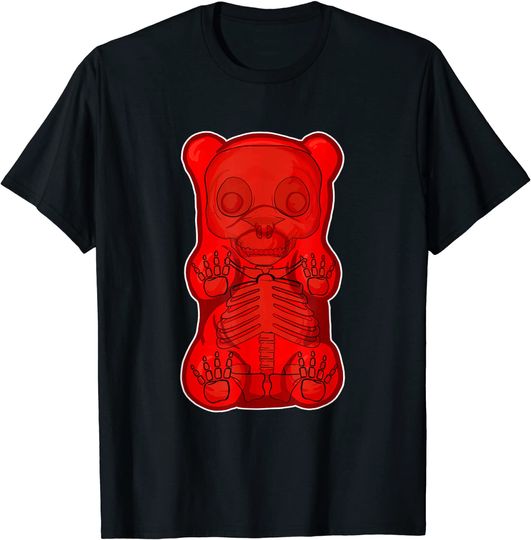 Funny Red Gummy Bear Skeleton Anatomy Halloween T-Shirt