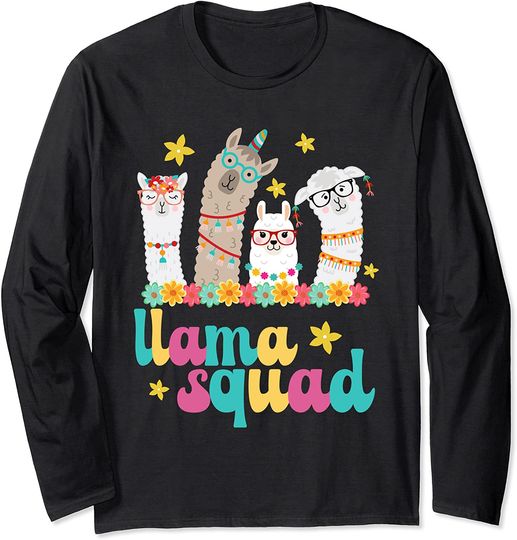 Llama Squad Funny Cute Llama Matching Long Sleeve T-Shirt