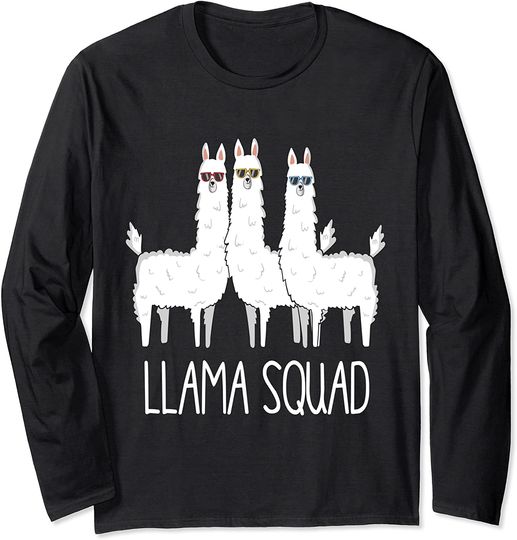 Funny Cute Llama Llama Squad Long Sleeve T-Shirt