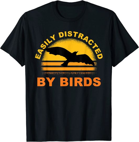 Easily Distracted By Birds Vintage Birdwatching Twitcher T-Shirt