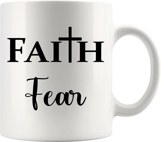 Faith Over Fear Inspirational Christian Quote Mugs