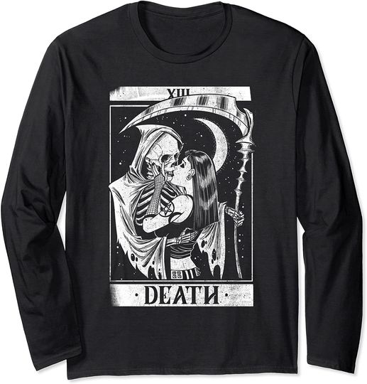 Blackcraft Vintage Death the Grim Reaper Kiss Tarot Card Long Sleeve