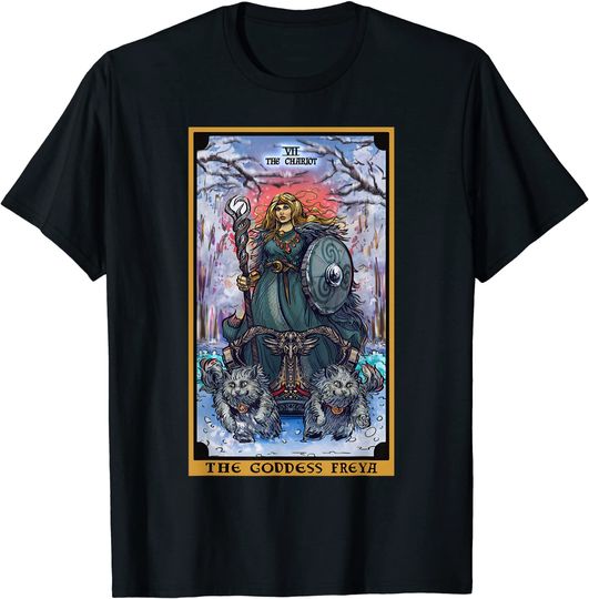 The Goddess Freyja The Chariot Tarot Card Norse Pagan Witch T-Shirt