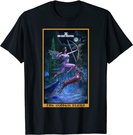 The Goddess Diana High Priestess Tarot Card Pagan Witchcraft T-Shirt