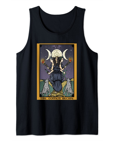 Hecate Triple Moon Goddess Pagan Witch Hekate Tarot Card Tank Top