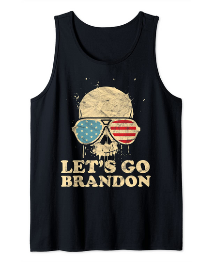 Let's Go Brandon Skull American Flag Tank Top