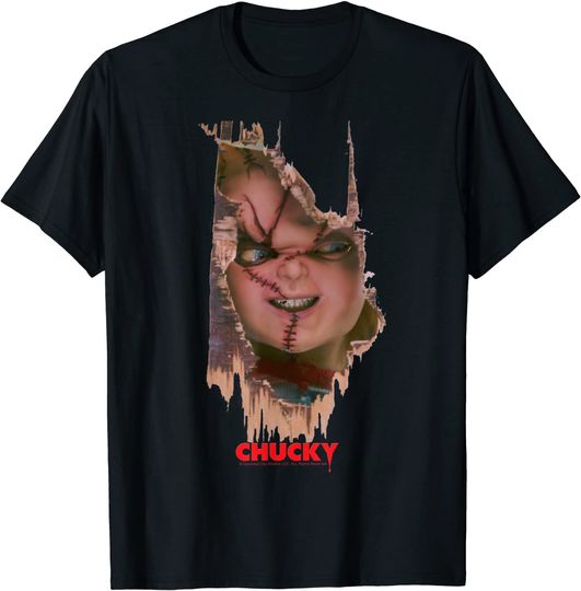 Child's Play Broken Door Here's Chucky Poster T-Shirt