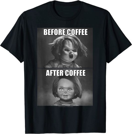 Child's Play Chucky Before Coffee After Coffee T-Shirt