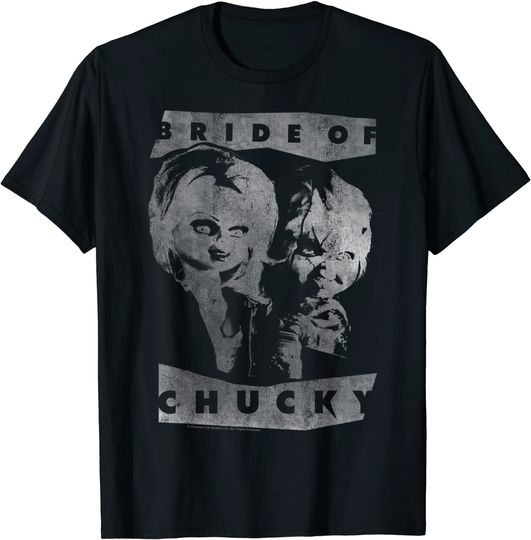Child's Play Bride Of Chucky Faded White Portrait T-Shirt