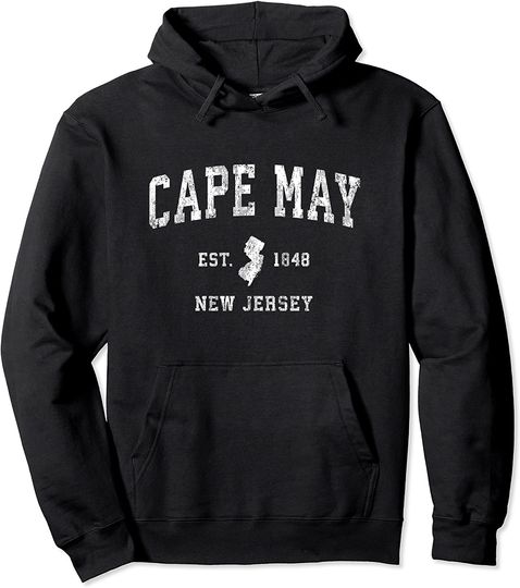 Cape May New Jersey NJ Vintage Athletic Sports Design Pullover Hoodie