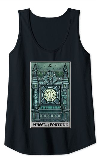 Wheel of Fortune Tarot Card Halloween Gothic Witch Occult Tank Top