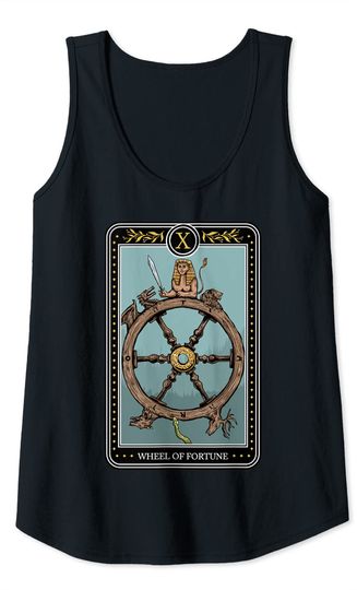 Wheel of Fortune Tarot Card Tee for Unisex Witch and Occults Tank Top
