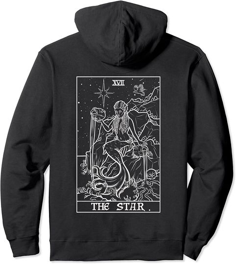 The Star Tarot Card Siren Mermaid Gothic Witch Back Print Pullover Hoodie