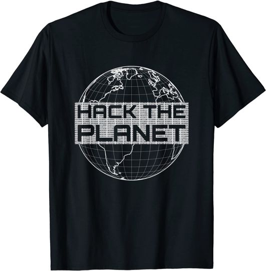 Hack the Planet Light Gray Globe Design for Computer Hackers T-Shirt