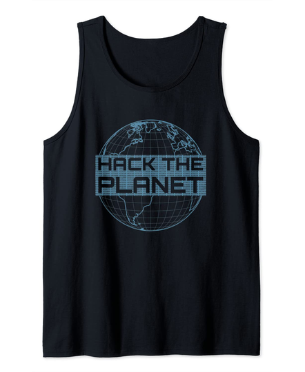 Hack the Planet Blue Globe Design For Computer Hackers Tank Top