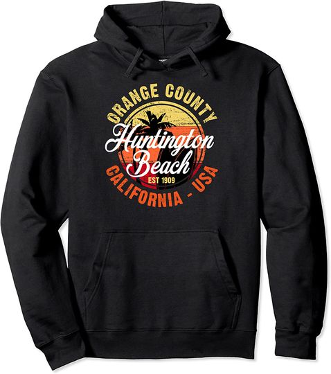 Huntington Beach Surfing Autumn Winter Gift Idea Pullover Hoodie