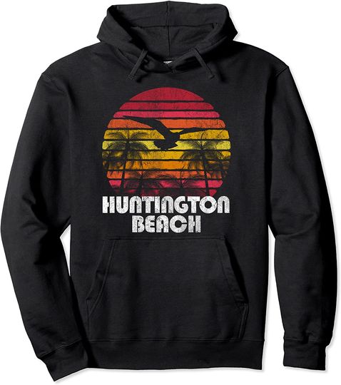 Huntington Beach California CA Vintage Retro Pullover Hoodie